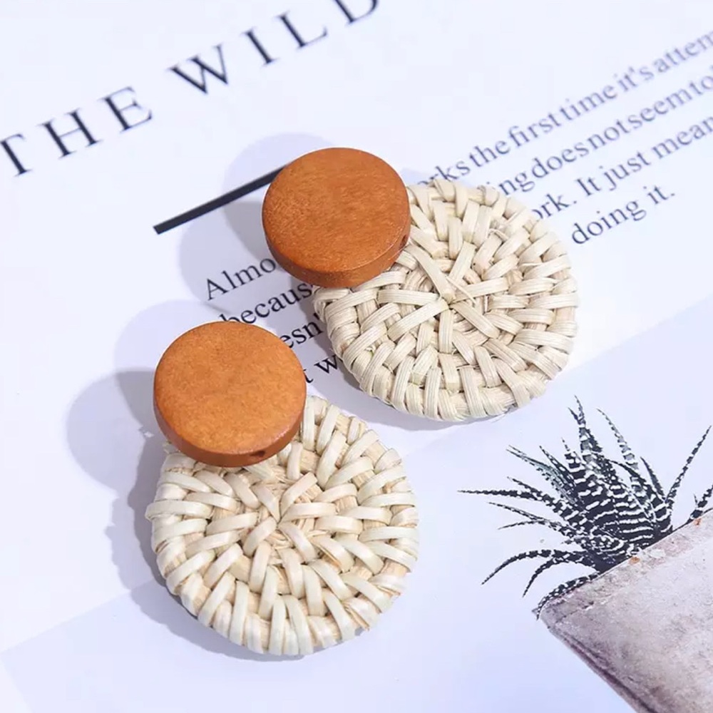 Rattan Straw Drop Earrings